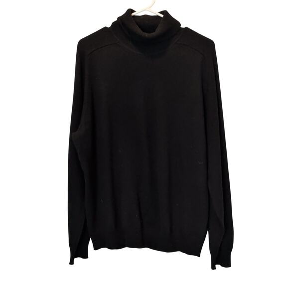 Tasso Elba Men's Sz L Black 100% Fine Cashmere Turtle Neck Sweater Soft Luxe - Picture 1 of 4